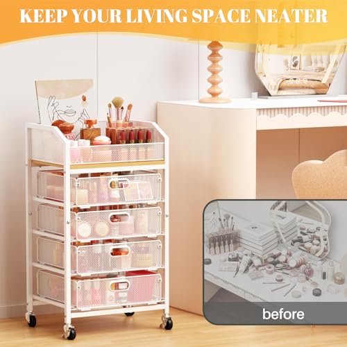 SUNALLY Metal 5 Tier Open Top Mesh Rolling Makeup Cart - image 7