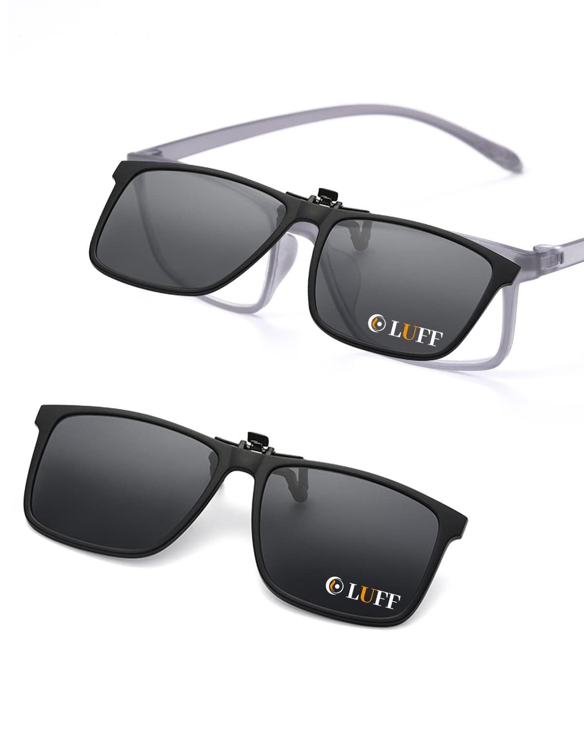 LUFF Polarized Clip On Sunglasses Men Women Comfortable Flip up Myopic Glasses for Outdoor/Driving/Fishing
