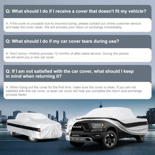 Image of 10 Layers Truck Cover Waterproof All Weather Custom Fit Dodge Ram 1500(2009-2026) Crew /Quad Cab Short Bed, Outdoor Full Exterior Pickup Car Cover Sun Rain Snow Ice Protection. Sliver