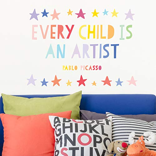 Paper Riot Co. Inspirational Wall Stickers "Every Child Is An Artist" Positive Motivational Removable Adhesive Decals For Classroom Kids Room Nursery Bedroom Home Decor #TOP4