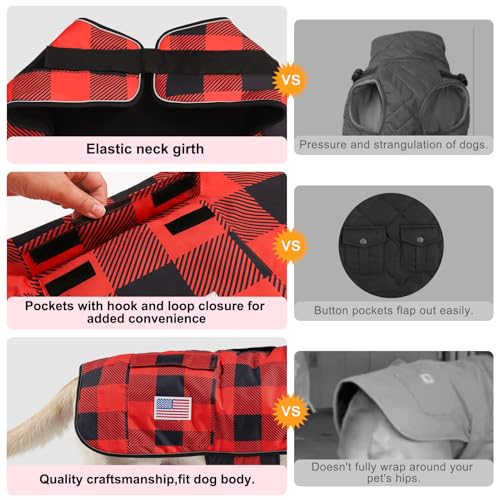 Image of BEAUTYZOO Dog Winter Coat for Large Dogs, Waterproof Oxford Canvas Jackets