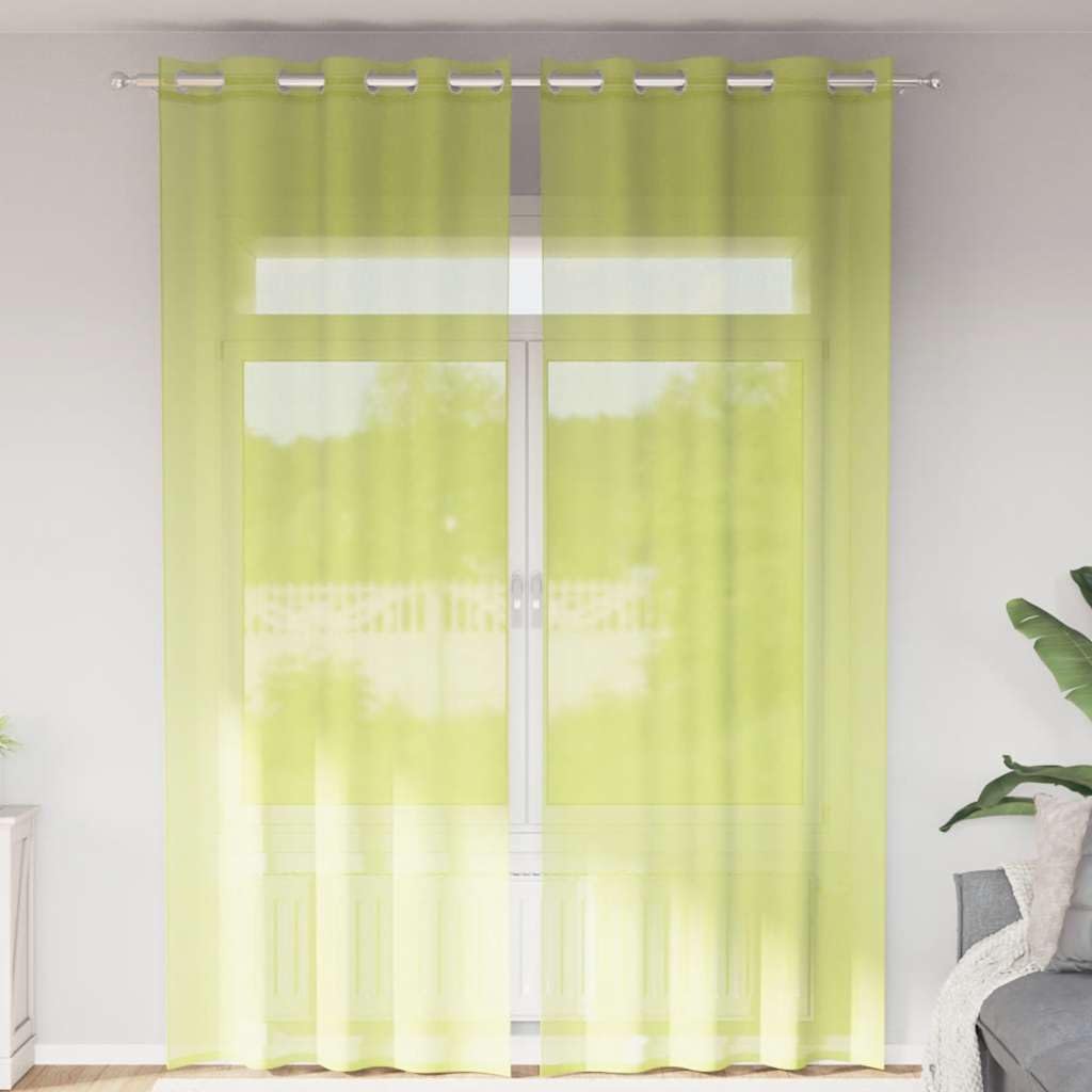 Rideaux en voile contre le vis-à-vis vert pomme 140x260 | Voilage tamisant pour préserver l'intimité