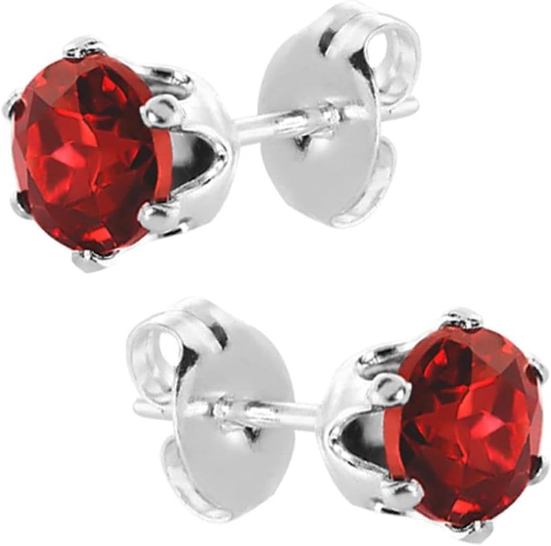 Gem Stone King Red Garnet Stud Earrings For Women Men | 1.80 Cttw | Gemstone Birthstone | Round 6MM - Image 3