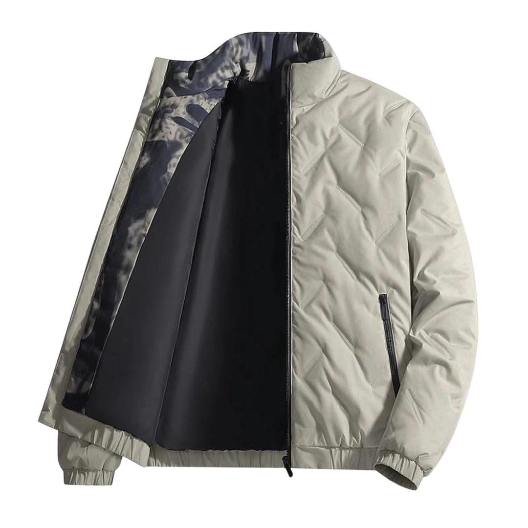 Doudoune grise en duvet de canard homme blouson d'automne hiver de luxe