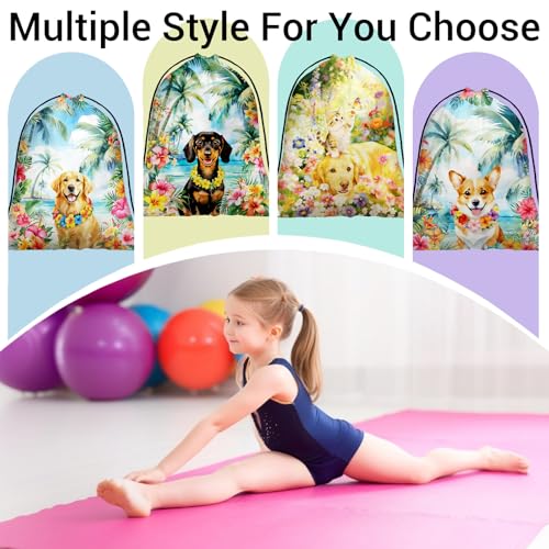 Image of Floral Dachshund Grip Bag for Gymnasts Modern Pet Gymnastics Athlete Bag