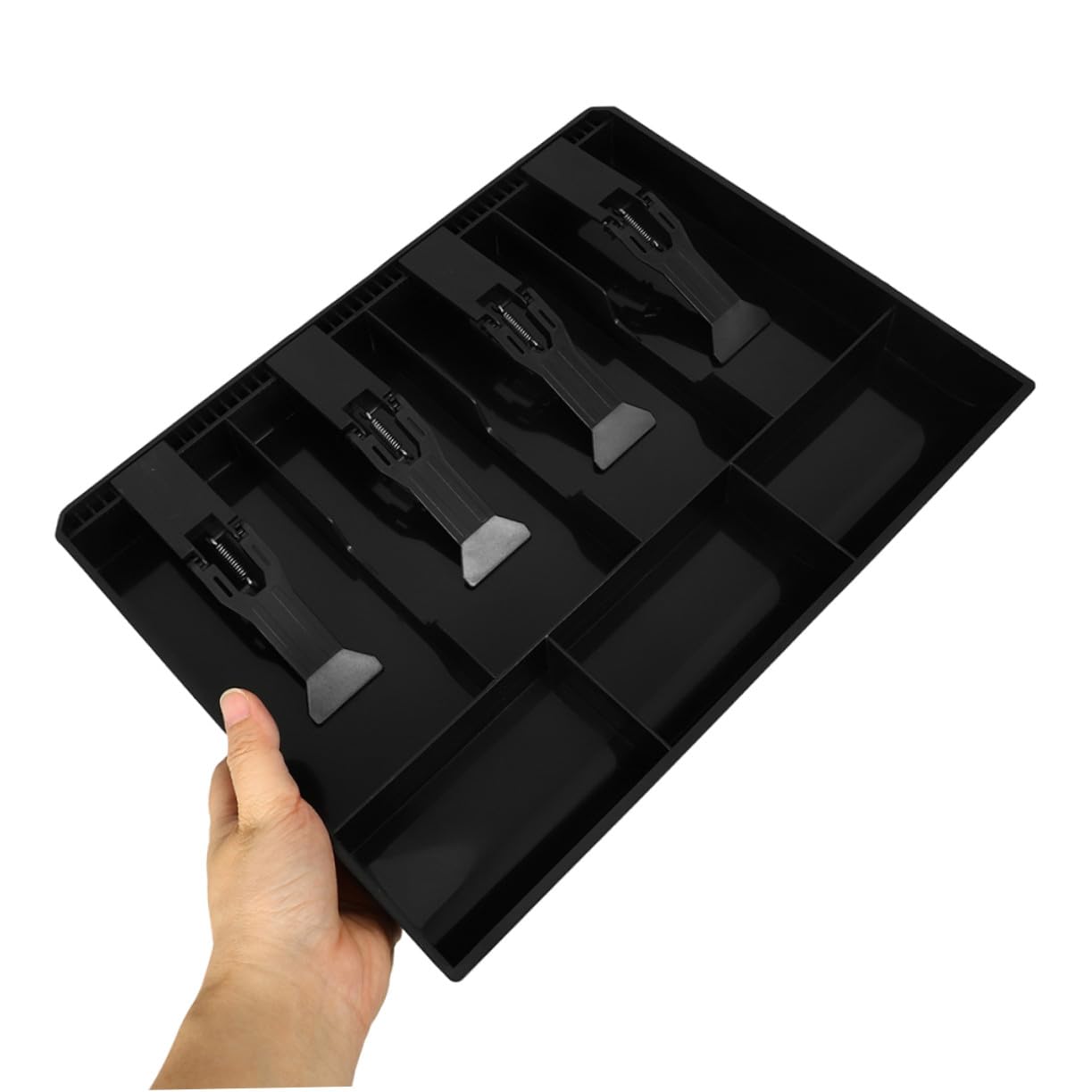 Artibetter 2piezas Caja De Almacenamiento De Escritorio Bandejas Para Caja Registradora Organizador De Monedas Con Clip Para Billetes y Accesorios Cajón Para Guardar Dinero