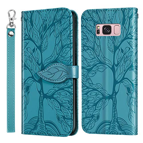 Auslbin Funda Samsung Galaxy S5 Plus,Flip Libro Funda de Cuero PU,[Cierre Magnético][2 Ranuras][Función de Soporte],Compatible con Samsung Galaxy S5 Plus   Azul