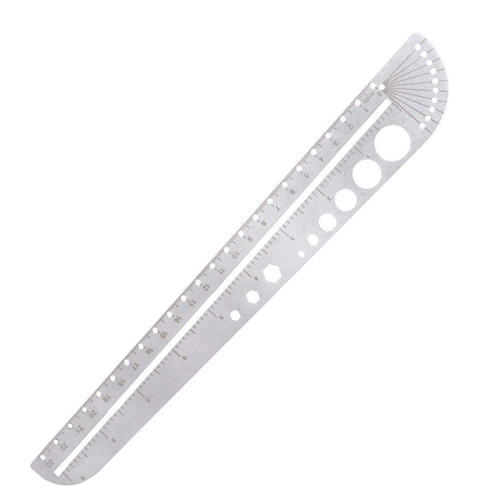 Homry Multifunctional Stainless Steel Ruler, 30cm/11.8in, Metal Scale, Protractor, Hex Socket, School Ruler