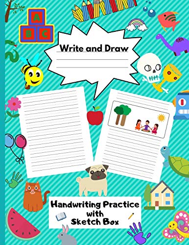 Write and Draw Handwriting Practice with Sketch Box: Ruled Pages With Dotted Mid Line and Pages with Drawing Space, Story Journal Early Learning Gift image 3