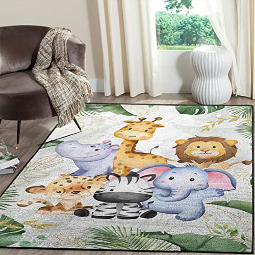 Tapete decorativo con animales y hojas jungla 36x60 pulgadas miniatura 4