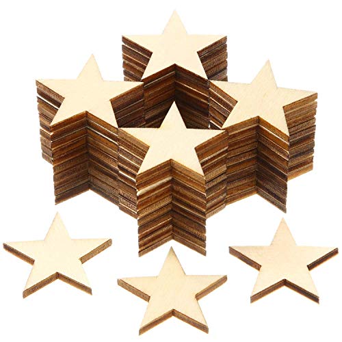 300 Pieces Wooden Stars Shape Unfinished Stars Pieces Blank Wooden Cutouts Ornaments for Craft and Easter Decoration(1 Inch)