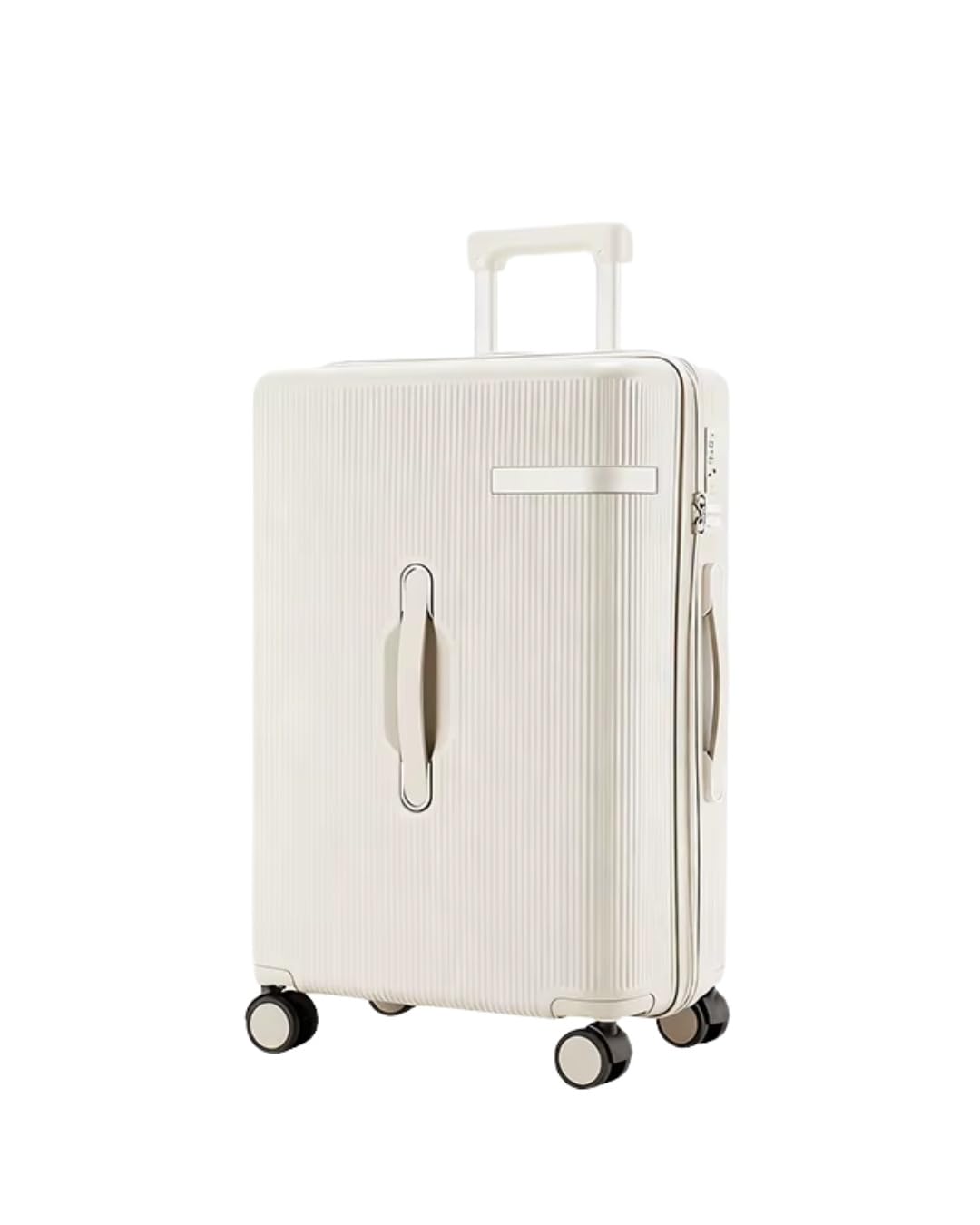 Marina - Ideal Trolley Bag for Travel with TSA Lock, Front Handle, Mobile Holder, Side Hooks for Shopping Bags, Wet Pocket for Laundry, noiseless Rotating Wheels (Ivory, 28 inch - Check in Large)-image-1