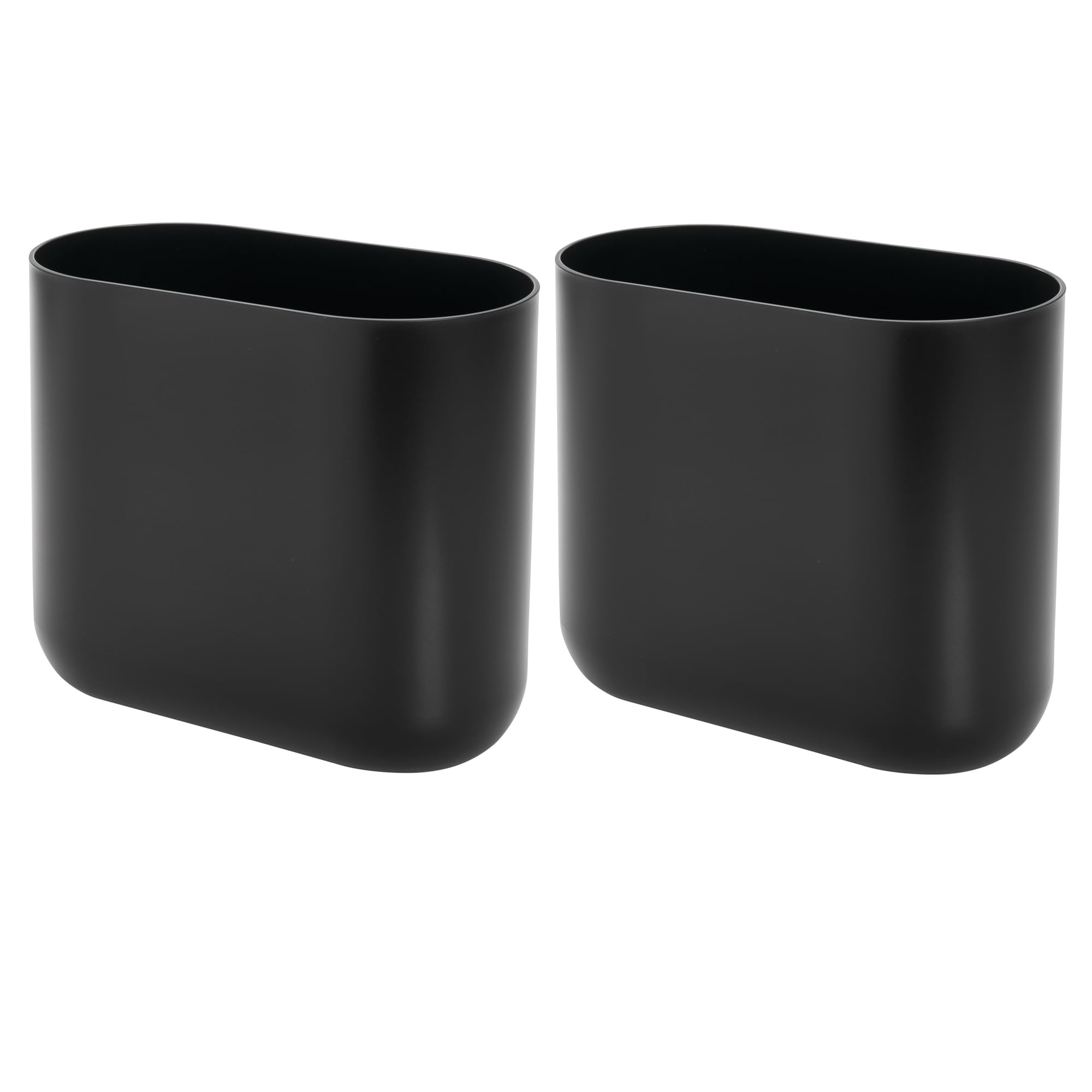 iDesign Small Slim Plastic Bathroom Trash Can Garbage Can for Bedroom Office Desk Dorm 2-Pack Black