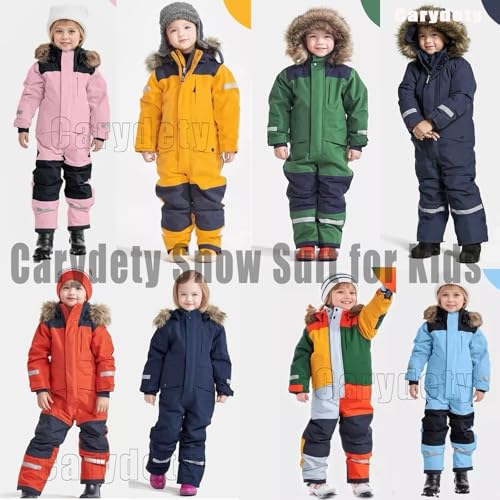 Image of Snow Suit for Kids Girls Boys One Piece Snowsuit Waterproof Windproof Winter Outdoor Overalls Snowboarding Ski Suits