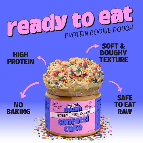 Image of Twisted Dough Protein Cookie Dough, Confetti Cake Flavor, 2 Pack, 100g Protein, Healthy Snacks, Gluten Free Edible Cookie Snack, High Protein Low Carb & Low Sugar Dessert for Kids & Adults, Keto Friendly