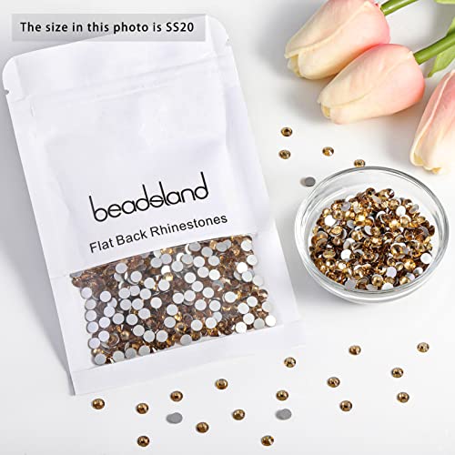 Image of Beadsland 2880pcs Flat Back Crystal Rhinestones Round Gems for Nail Art and Craft Glue Fix, Lt Colorado Topaz, SS20,4.6-4.8mm