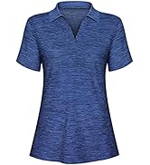 Cucuchy Womens V Neck Golf Polo Shirts Moisture Wicking Sports Workout Tops