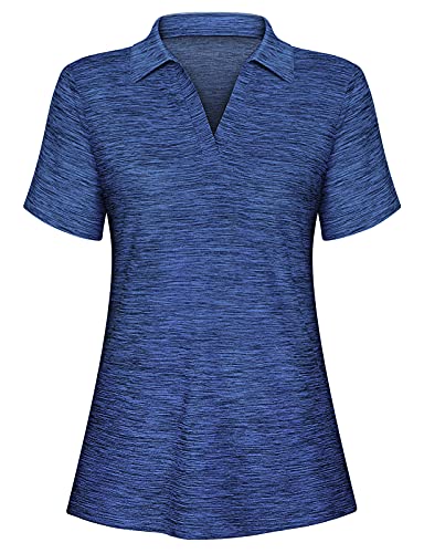 Image of Cucuchy Womens V Neck Golf Polo Shirts Moisture Wicking Sports Workout Tops