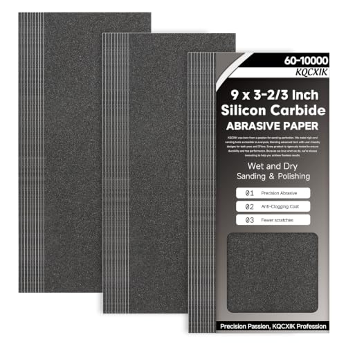 KQCXIK Premium 30-Sheet 400 Grit Wet Dry Sandpaper 9 x 3-2/3 Inch