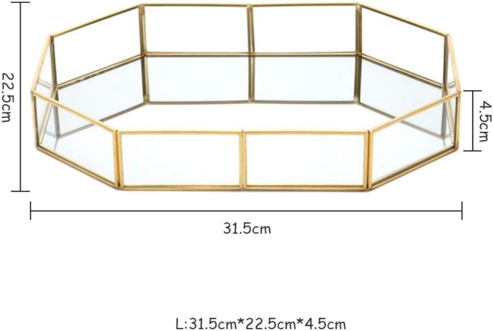 Ochine Glass Vintage Jewelry Box Glass Box Gold Jewelry Box Vintage Jewelry Organizer Decorative Wedding Card Box Golden Hexagon Clear Vanity Dresser Tray Jewelry Display Holder Home Decor
