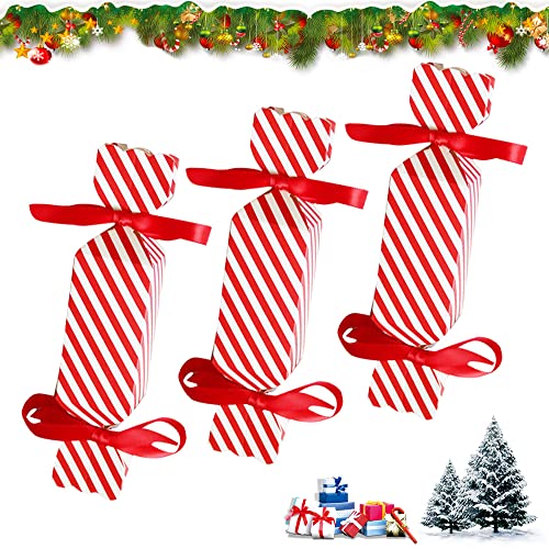 PERFETSELL 50 Pcs Cajas Navidad Dulces Caja Regalo Carton con Forma de Caramelo Caja Navideña Cajas de Chuches Navidad Caja Dulces Niños para Chuches Galletas Juguetes Pequeños + 100 x Cintas Rojas