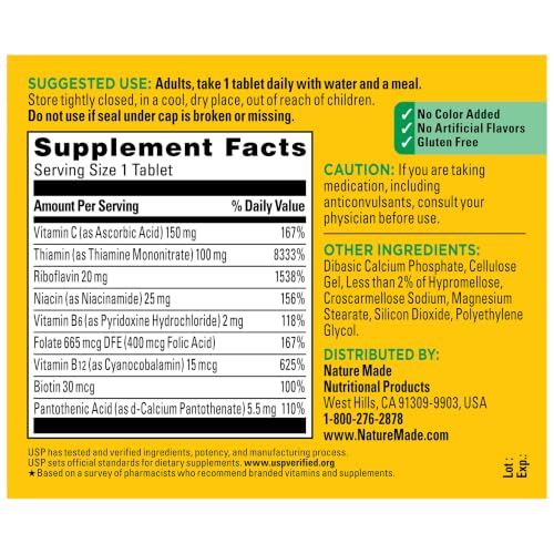 Nature Made Super B Complex with Vitamin C & Folic Acid, 140 Tablets - image 8