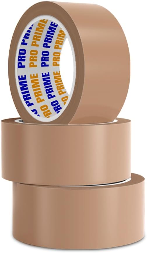 PRO PRIME Brown Packaging Tape 46MM x 66M - Low Noise Tape for Efficient Packaging, Brown Packaging Tape for Parcels and Boxes, Heavy Duty Brown Packing Tape, Strong, Secure and Sticky packing tape