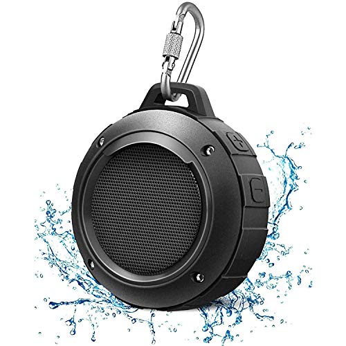 Bluetooth Speaker, Waterproof Bluetooth Speaker with 6H Playtime, Loud HD Sound, Shower Speaker with Suction Cup & Sturdy Hook, Compatible with iOS, Android, PC, Pad(Black)