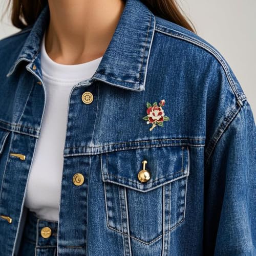 Image of Flower Brooch Pins for Women Red Rose Pin Dress Sweater Jacket Costume Jewelry Pins Wedding Holiday Gift Accessories (Red Rose)