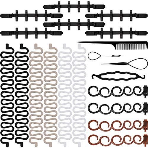 20 Pieces Hair Braiding Hairdressing Tools, French Hair Braiding Tool Centipede Braiders Twist Plait Hair Styling Hair Bun Maker for Women Hair Design Accessories