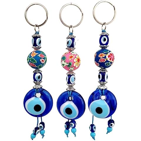 Erbulus Turkish Evil Eye Keychain Set of 3 - Turkish Gifts - Evil Eye Keychains for Car Keys, Evil Eye Key Chains Women and Men Cover