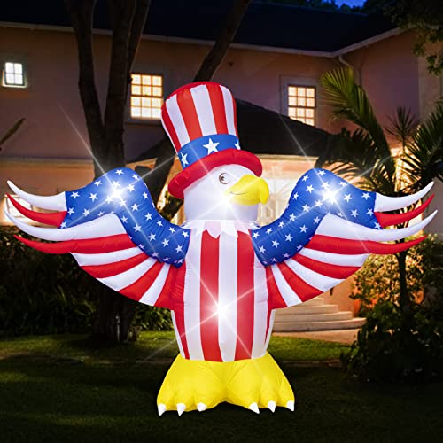 7 Ft 4Th Of July Inflatable Decorations,American Flying Bald Eagle Decor With Build-In Leds,Blow Up Yard Decoration Patriotic Independence Day Inflatables For Party Indoor, Outdoor, Lawn, Garden Decor #TOP5