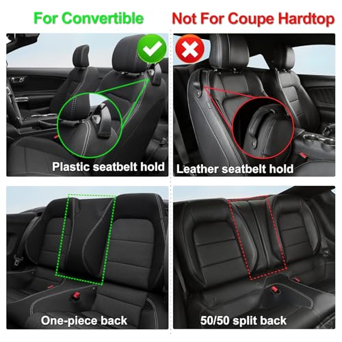 Image of GIANT PANDA Custom Fit Full Set Car Seat Covers for Ford Mustang Convertible 2015 2016 2017 2018 2019 2020 2021 2022 2023 2024 2025 2026, Faux Leather, Black