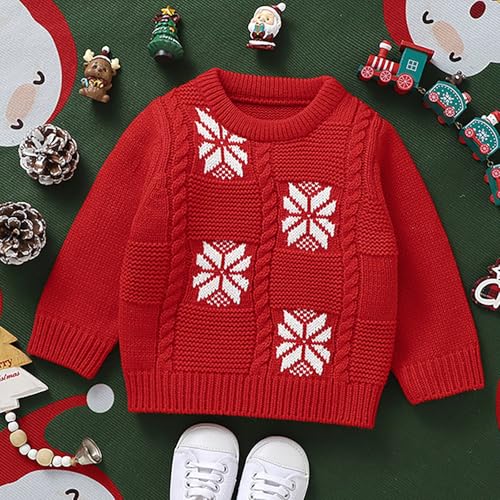 Kids Boy Girl Christmas Knit Sweater Toddler Long Sleeve Crewneck Snow Print Knitted Pullover Knitwear3