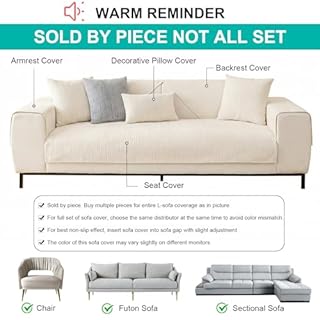 SHANNA Copridivano 3 Posti con Penisola Ciniglia, Nuovo Fodera per Divano Antiscivolo Antimacchia, Telo Copridivano con Braccioli Tessuto Super Morbido Universale (Bianco, 70 x 180cm)