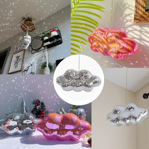 Bola espejada en forma de nube y calavera para colgar, decoración retro reflectante para fiestas y hogar miniatura 5