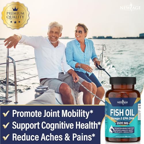 NEW AGE Omega 3 Fish Oil 2500mg Supplement Immune & Helath Support – Promotes Joint, Eye & Skin Health - Non GMO - EPA, DHA Fatty Acids Gluten Free (180 Softgels (Pack of 2)) - Image 5