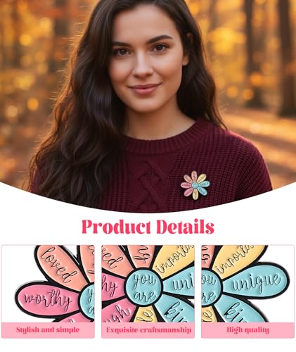 Image of 3Pcs Enamel Pins, Brooch Pin for Women, Motivational Sunflower Pin Badge for Bags and Sarees, Vintage Style Accessories for Formal Attire