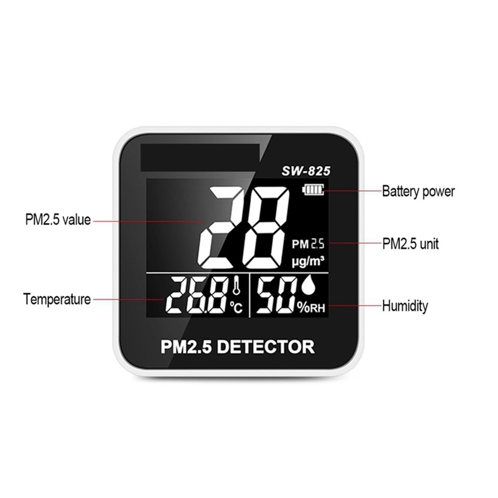 Monitor jakości powietrza Monitor PM2.5 jakości powietrza Temperatura Wilgotność Analizator gazów Cyfrowy detektor gazu