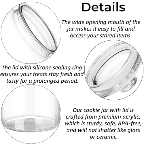 Image of Goaste 2 Pack 130 oz Large Cookie Jar with Lid, Clear Acrylic Candy Jar Unbreakable, Airtight Food Storage Canister, Decorative Plastic Apothecary Jar with Silicone Sealing Ring for Dog Treats, Snacks