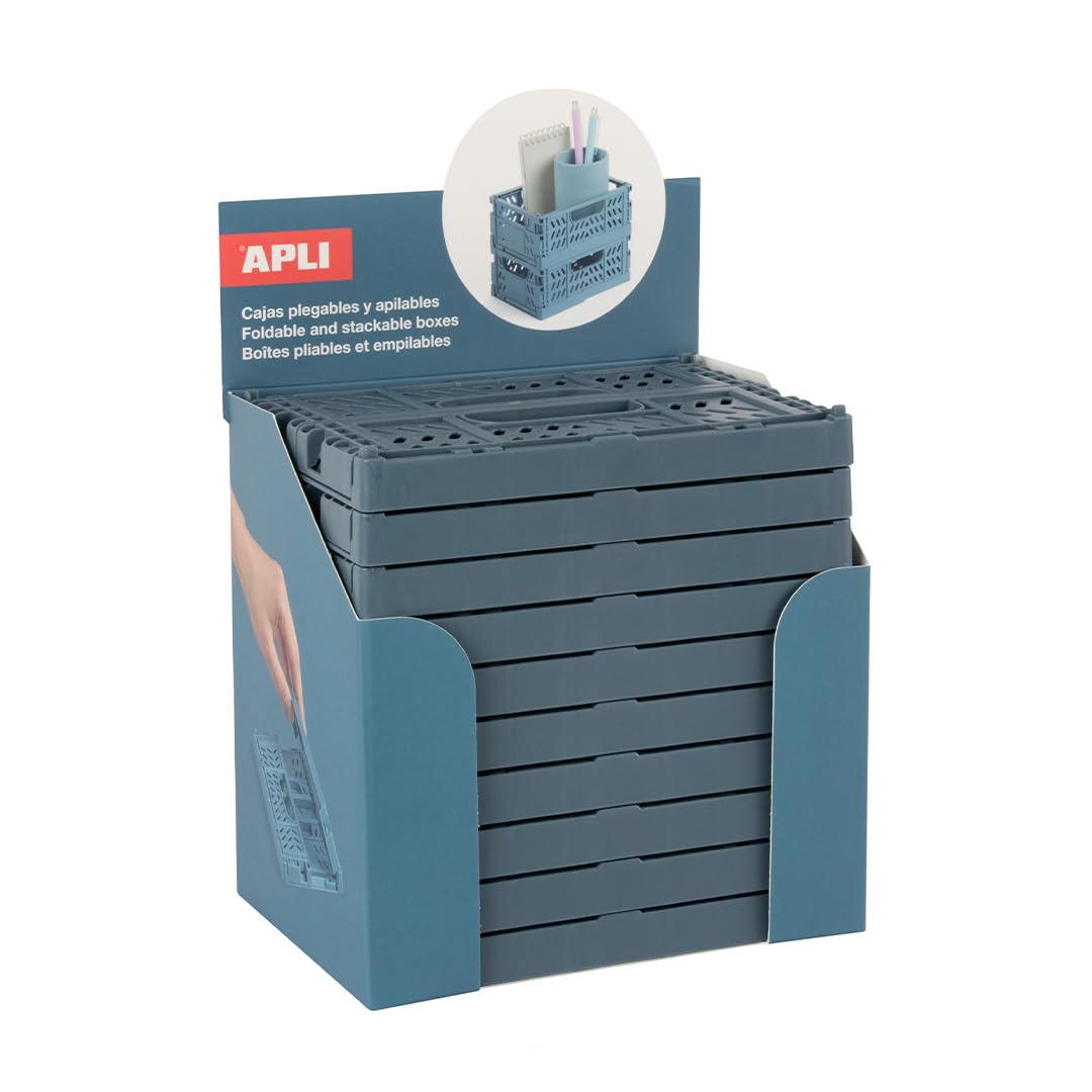 Petites boîtes pliables de rangement compact empilable bleu contre le désordre