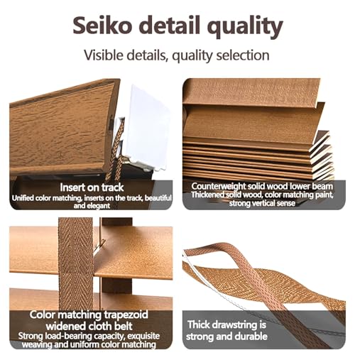 Tenda veneziana in legno, personalizzabile, senza trapano, orizzontale, per interni, perfetta per camera da letto, soggiorno, ufficio, balcone, arredamento elegante e funzionale