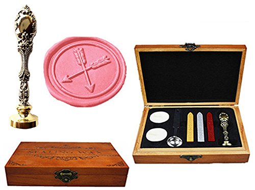 Boîte en bois de luxe papeterie avec tampon scellage et bâtonnets de sceau de cire mariage