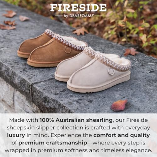 Image of Fireside by Dearfoams Women's Greta Genuine Shearling Clog Slippers, 100% Natural Suede Clogs for Outdoor & Indoor