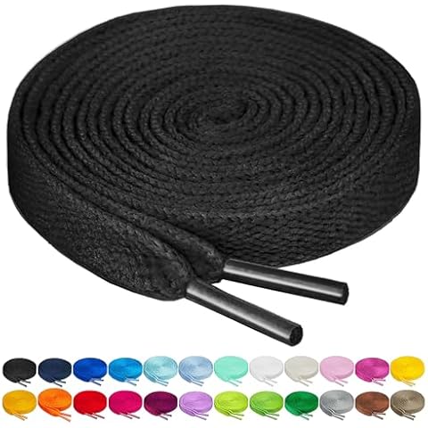 Birch Shoelaces in 27 Colors Flat 5/16" Shoe Laces in 4 Different Lengths (56" (142cm), Black) Cover