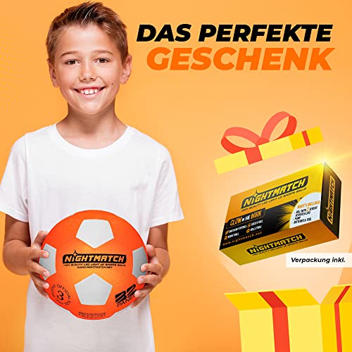 NIGHTMATCH LED Leuchtfußball | fußball | Offizielle Größe 3 | Wasserdicht | Im Dunkeln leuchten | Fussball Kinder & Erwachsene | Leuchtender Fußball | Für Drinnen & Draußen