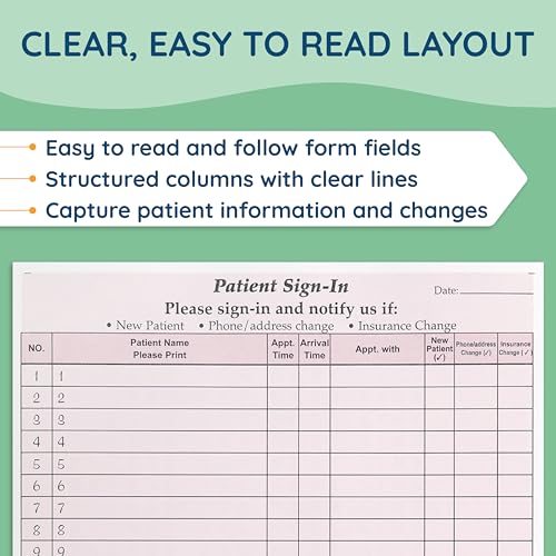 Image of Blue Summit Supplies 125 Patient Sign in Sheets, Carbonless 3 Part Forms with Peel Away Adhesive Labels, HIPAA Compliant for Privacy in Doctor, Medical, Dental Office, Burgundy, 125 Pack