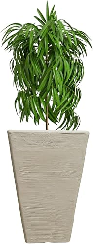 Elly Décor Maceta cuadrada de plástico de 14 pulgadas con orificio de drenaje, plástico ligero y extremadamente duradero, maceta cuadrada de 9 x 14