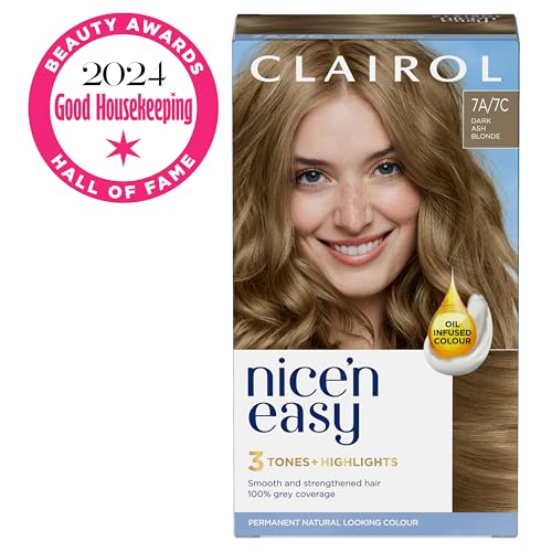 Clairol Nice'n Easy Crème, Natural Looking Oil Infused Permanent Hair Dye, 7A/7C Dark Ash Blonde