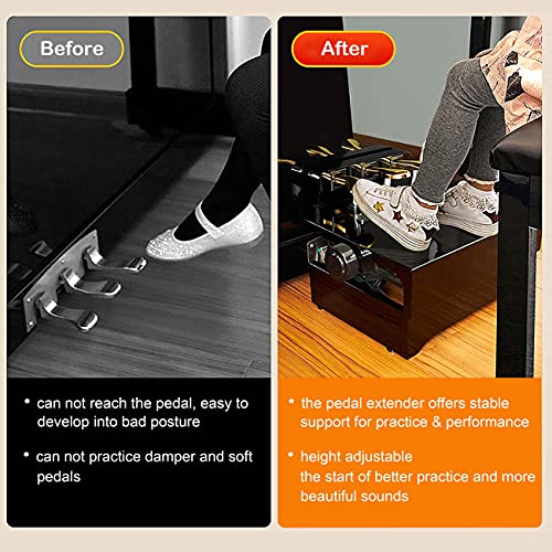 KINPHY Piano Pedal Extender for Children Short People Beginner Students, Piano Foot Rest for Kids, Piano Stool Bench Adjustable Footswitch, 3 Pedals Design (black)